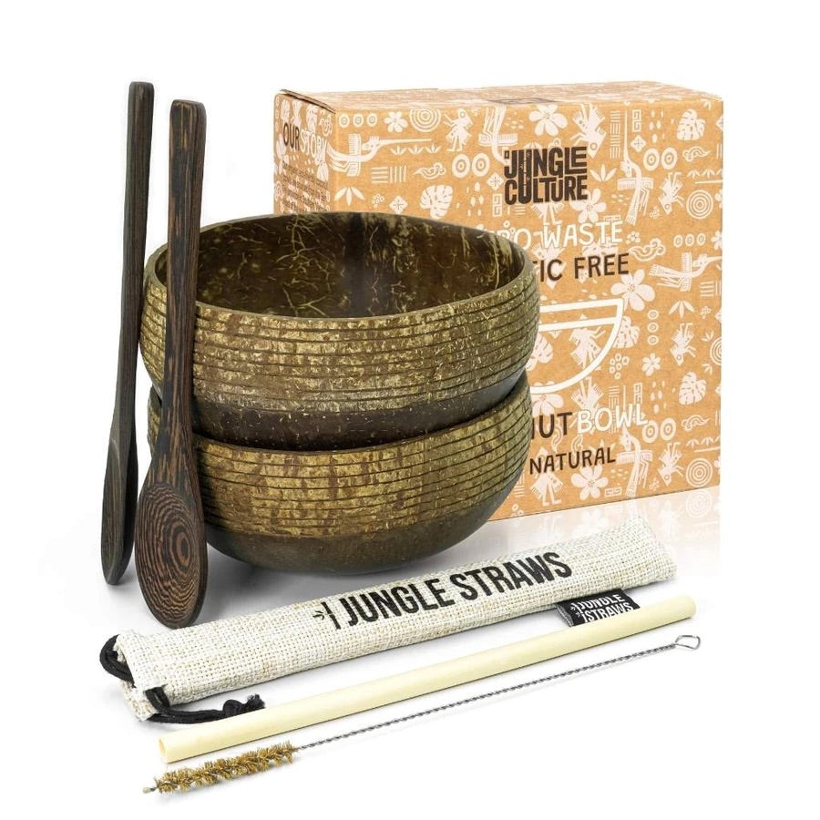 Jungle Culture - Pack of 2 - Cosmos Coconut Bowl & Spoon Set